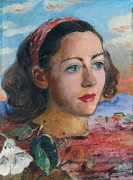 portrait Tableau Peinture - portrait surréaliste 1947 belle dame femme